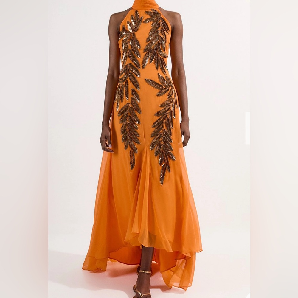 Karen Millen Halter Neck with feather sequin detail